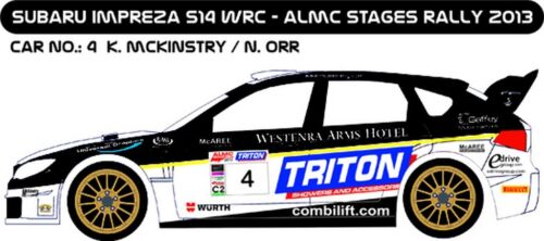 RALLYE ALMC STAGES 2013 McKINSTRY DECALS 1/43 SUBARU IMPREZA WRC #4 D43235 