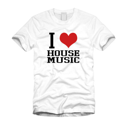 I Love House Music Electric Dance EDM Stylish Retro White T-Shirt