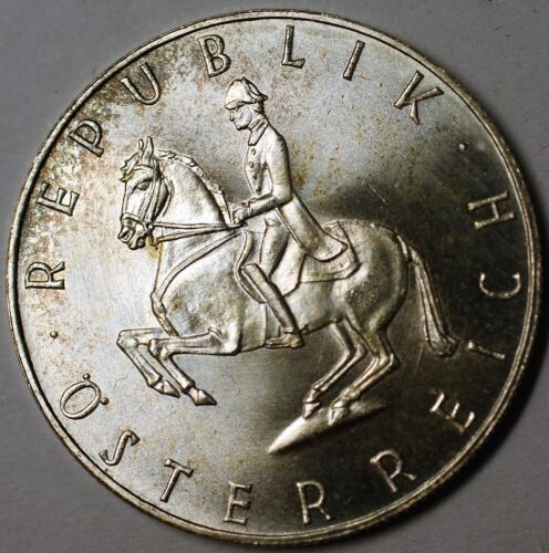 1964 Austria 5 Schillings Horseback Rider Brilliant Uncirculated Silver Coin