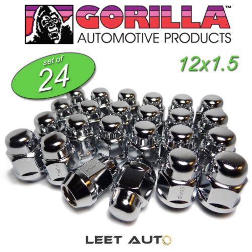 Gorilla Chrome Lug Nuts 24pc. 91138 Bulge Acorn Seat 12x1.5 12mm x 1.50