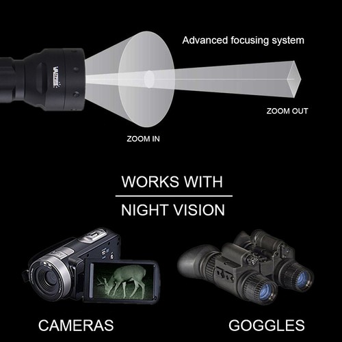 T50 Zoomable 850nm Infrared Laser Night Vision Hunting Flashlight w// Scope Mount