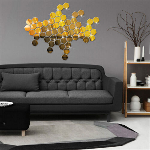 12Pcs Honeycomb Wall Decal Geometric Hexagons Vinyl Wall Sticker Home Decoration 