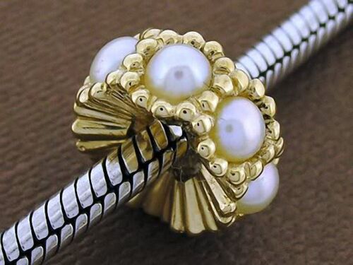 Bd064 Large Genuine 9K  9ct Solid Gold NATURAL Pearl Bead for European Bracelet 