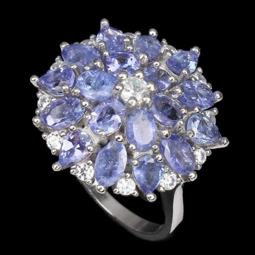 Unheated Oval Blue Tanzanite Cz 14K White Gold Plate 925 Sterling Silver Ring