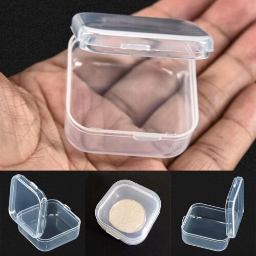 20pcs Mini Clear Plastic Small Box Hook Jewelry Earplugs Storage Container Case 