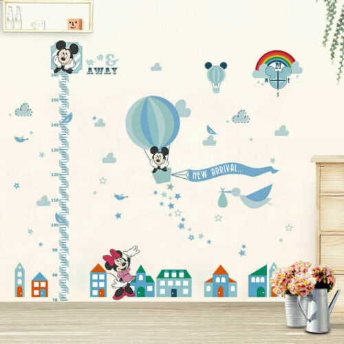 Large Mickey Minnie Mouse Height Chart Wall Sticker Boys Nursery Decor DIY Decal