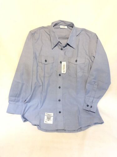 US MILITARY NAVY USN BLUE CHAMBRAY UTILITY WORK LONG SLEEVE SHIRT WOMEN/'S 44x32