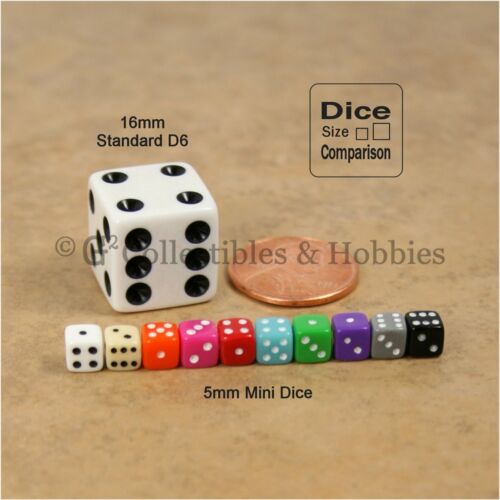 NEW 5mm Deluxe Rounded Edge Dice 50 Black Mini RPG Game 3//16 inch Miniature D6