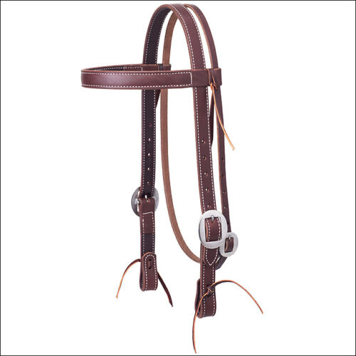 C-0507 1" Weaver Working Cowboy Browband Horse Leather Headstall Stainless Steel 