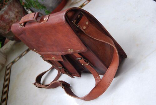 Men's Retro Rare Vintage Brown Leather Messenger Bag Shoulder Laptop Briefcase 