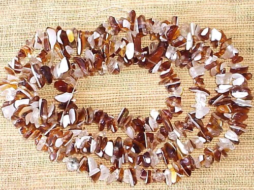1 string of brown and white shell chip beads 36/" long ST022