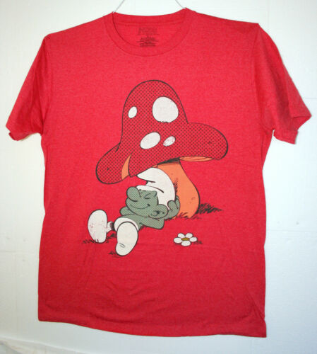 Vintage Smurfs Red Mushroom T-Shirt New Sz Large NOS 2010 Peyo
