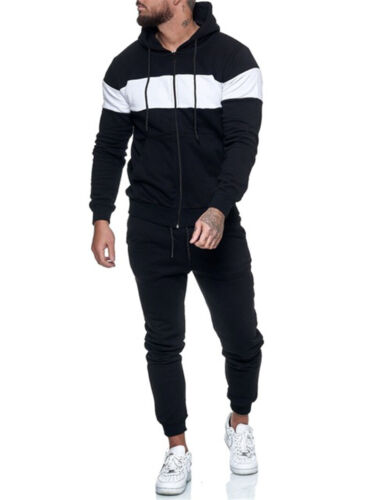 Men/'s Tracksuit Casual 2 Piece Athletic Pants Hooded Jacket Sweatsuit Sport Sets