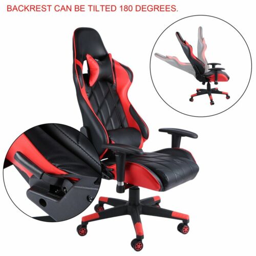 Home Office Computer Desk Gaming Chair Recliner Racing Chair With Headrest UK