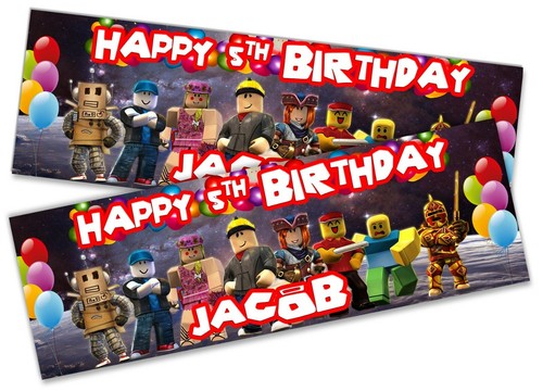 x2 Personalised Birthday Banner Roblox Children Kids Party Decoration Poster 21