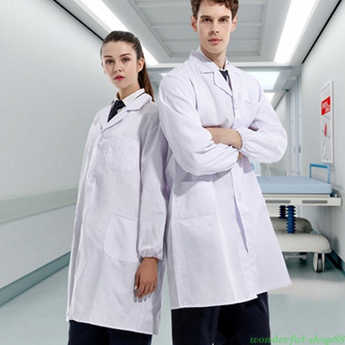 S-XXXL White Lab Coat Medical Nurse Doctor Coat Hospital Uniform Laboratory