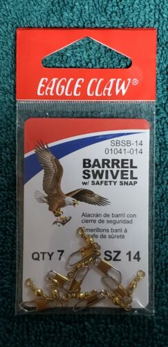 Eagle Claw Barrel Swivel w/ Safety Snap 01041 Brass Black  **pick size 01042 