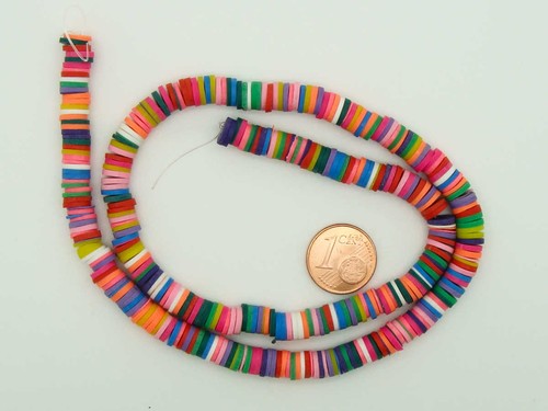 Fil 380 environ perles rondelles 6mm multicolores pâte polymère DIY bijoux