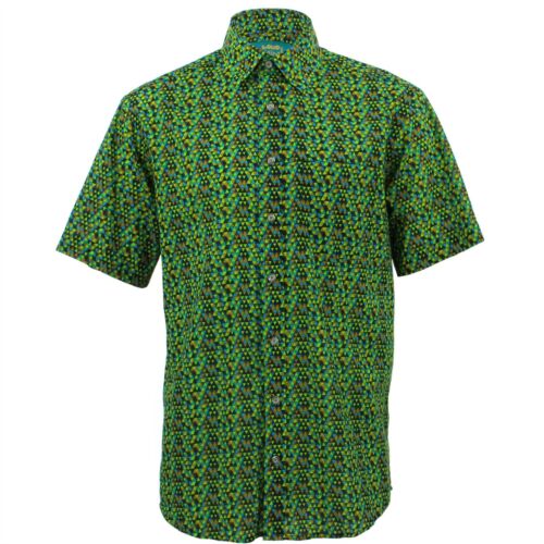 Mens shirt Loud Originals Regular Fit triangles Green Retro Psychedelic Fancy