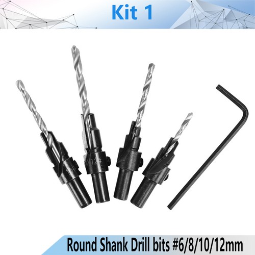 4//5pcs set HSS Woodworking Countersink Drill Bit Set 1//4 Quick change Hex Shank