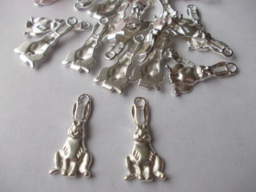 20x Hare Silver Tibetan Metal Charms,Goth,Pagan,jewelery making,Peter Rabbit