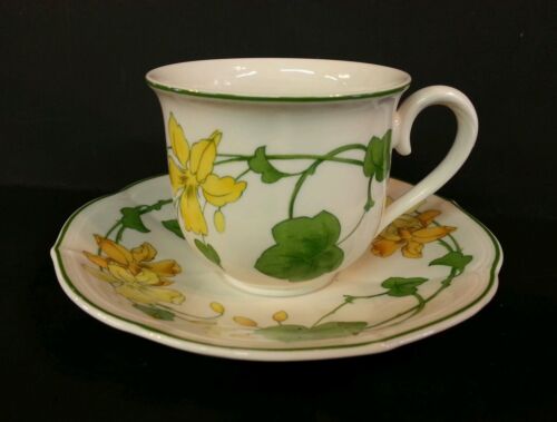VILLEROY /& BOCH GERMANY /"GERANIUM MALVA/" CUP AND SAUCER SET  MULTIPLES AVAILABLE