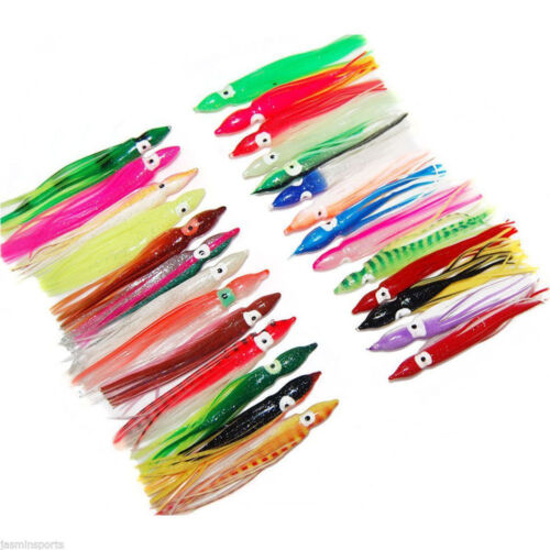 30ps Octopus Trolling Bait soft Hoochies Squid Skirt Soft Fishing Lure 3in//7.5cm