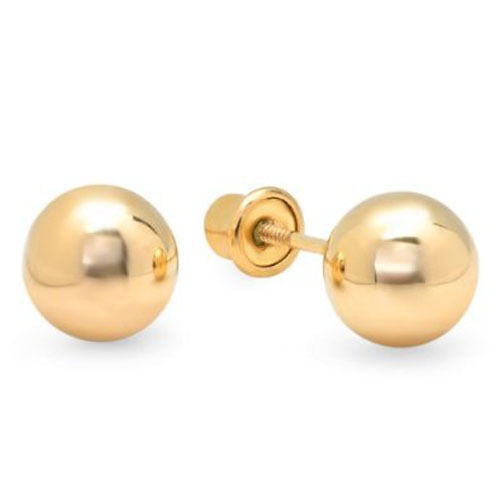 0.24/" Solid 14k Yellow Gold 6mm Childrens Ball Screw-Back Earrings SHINY