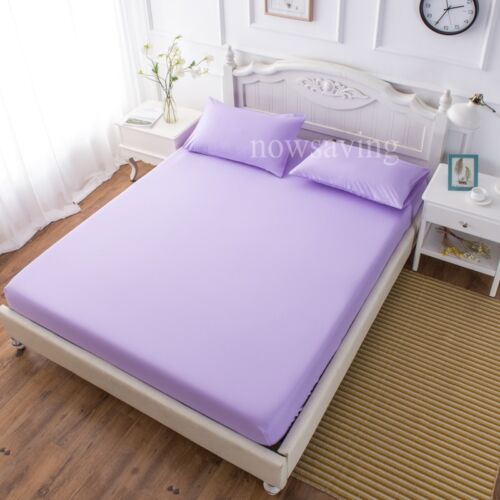 9 Size Fitted Sheet Bedding Cover Bed Sheet Pillow Case Soft Comfort Solid Color 