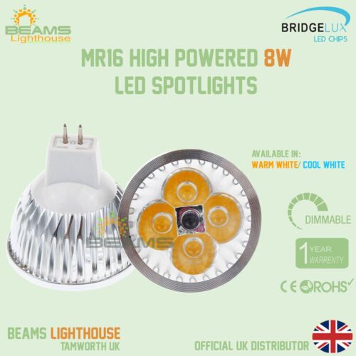 Super Bright MR16 8 W Dimmable DEL Spotlight Warm//Cool White Energy Saving UK