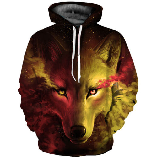 Details about  / Men Women Hoodies 3D Wolf Lion Sweatshirts Winter Warmer Pullover Jumper Sweater