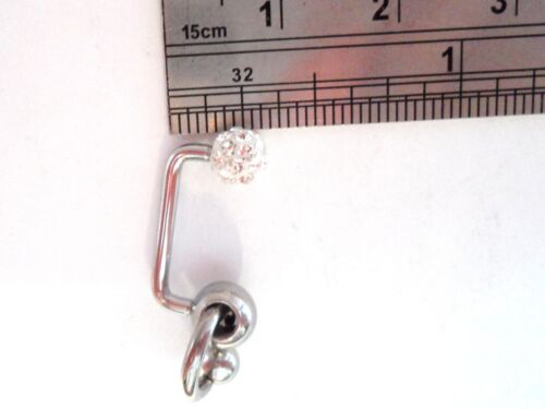 Surgical Steel Hoop Dangle Clear Crystal Ball VCH Jewelry Clitoral Hood 14 gauge