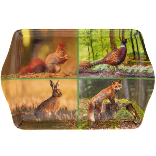 British Wildlife Nature Fox Rabbit Pheasant Squirrel Tea Bag Tidy Small Tray