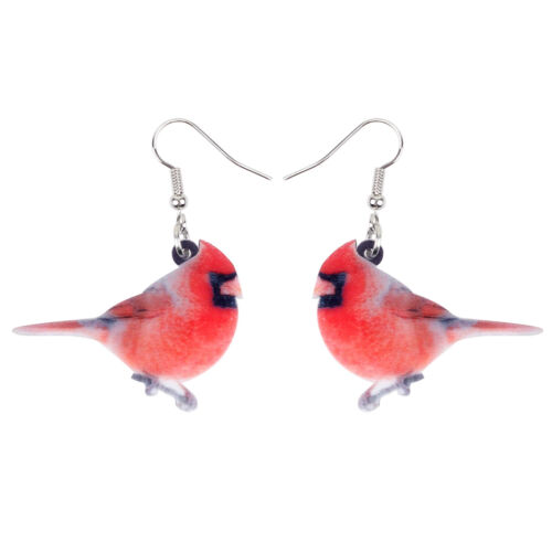 Acrylique Rouge Cardinal Rouge Oiseaux Boucles D/'oreilles Goutte Animal Bijoux pour femmes Charms