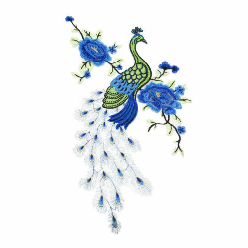 Peacock Embroidered Patch Flower Iron on Sew on Applique Clothing Sew DIY Badges 