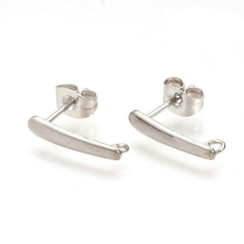 Wholesale Stainless Steel Ear Stud Components with Ear Nuts Bar Findings 15x3mm 