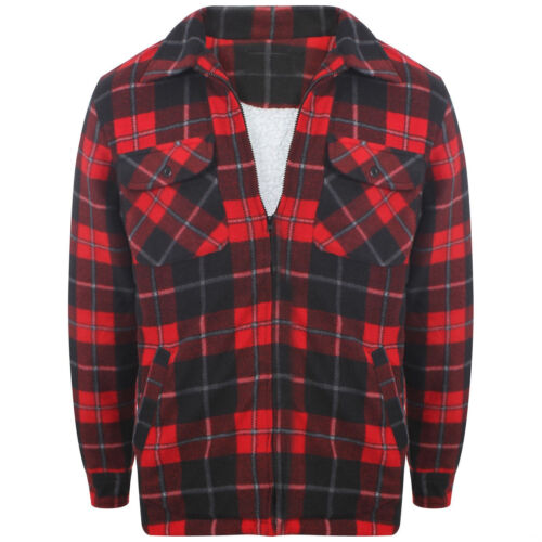 MENS PADDED SHIRT FUR LINED LUMBERJACK FLANNEL WORK JACKET WARM THICK CASUAL TOP 