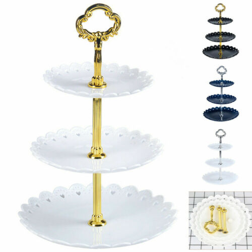 3-Tier Cake Plate Stand Tray Wedding Birthday Party Cupcake Display Tower Set US 