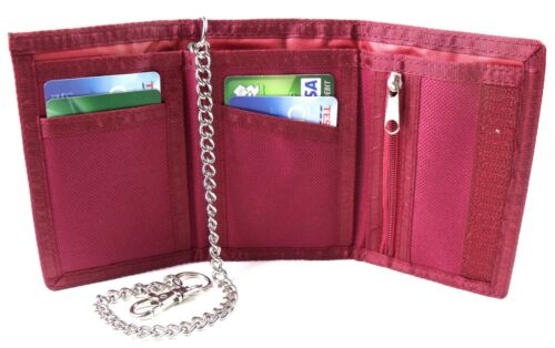 Unisex Neu Leinen Portemonnaie mit Security Kette Kreditkarteninhaber Münzbeutel