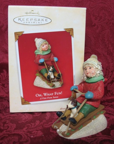 WHAT FUN! HALLMARK 2003 CHALKWARE ORNAMENT~A VISIT FROM SANTA COLLECTION~OH WHAT FUN! HALLMARK 2003 CHALKWARE ORNAMENT~A VISIT FROM SANTA COLLECTION~OH