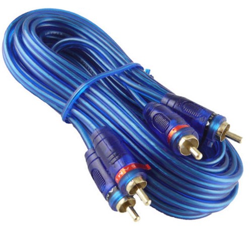 15 Ft 2 Ch Blue Twisted Shielded Car Amp RCA Jack Cables Interconnect 15 Foot