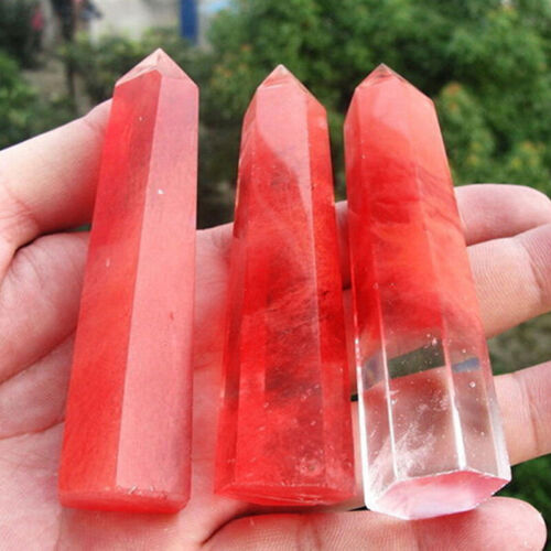 1Pc Rare pretty red quartz crystal single terminated wand healing specimen HF