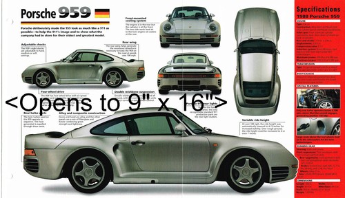 1988 PORSCHE 959 SPEC SHEET 1986 Catalog Brochure Pamphlet 1987