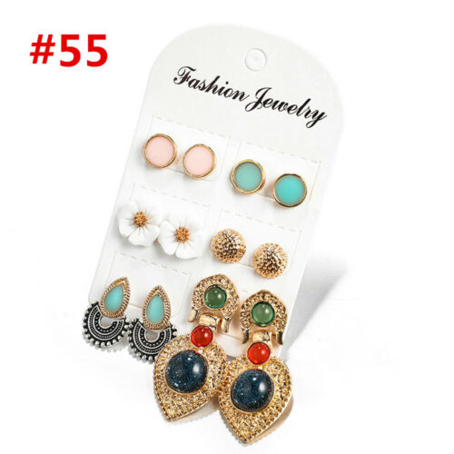 24 Pairs Fashion Women Earrings Rhinestone Crystal Pearl  Ear Stud Jewelry