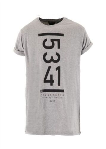 BNWT Mens Crosshatch /'TAILBACK/' Drawcord Long T-shirt Grey Black White S M L XL