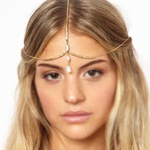 Femmes chaîne en métal doré tête multi Croix Perles Fashion Jewelry Headband Bijoux 