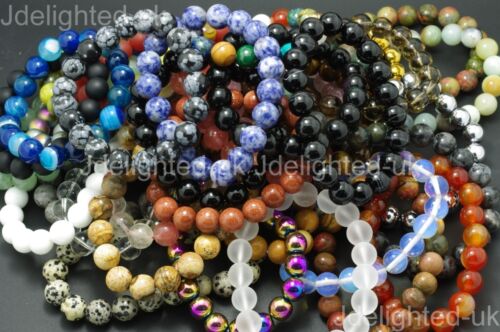 Natural Mixed Gemstone 8mm Round Beads Handmade Stretchy Bracelet Healing Reiki