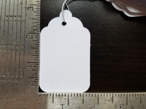Blank White Merchandise Price Tags w// String Retail Jewelry Strung Large Small