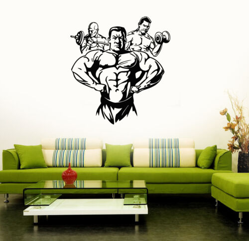 ig3148 Wall Sticker Muscled Bodybuilding Fitness Coach Gym Vinyl Decal 