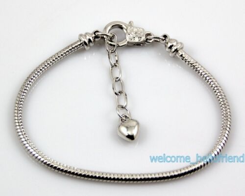 10pcs 18KGP//P Homard Fermoir Chaîne Serpent Charm Bracelets Fit European Bead P17